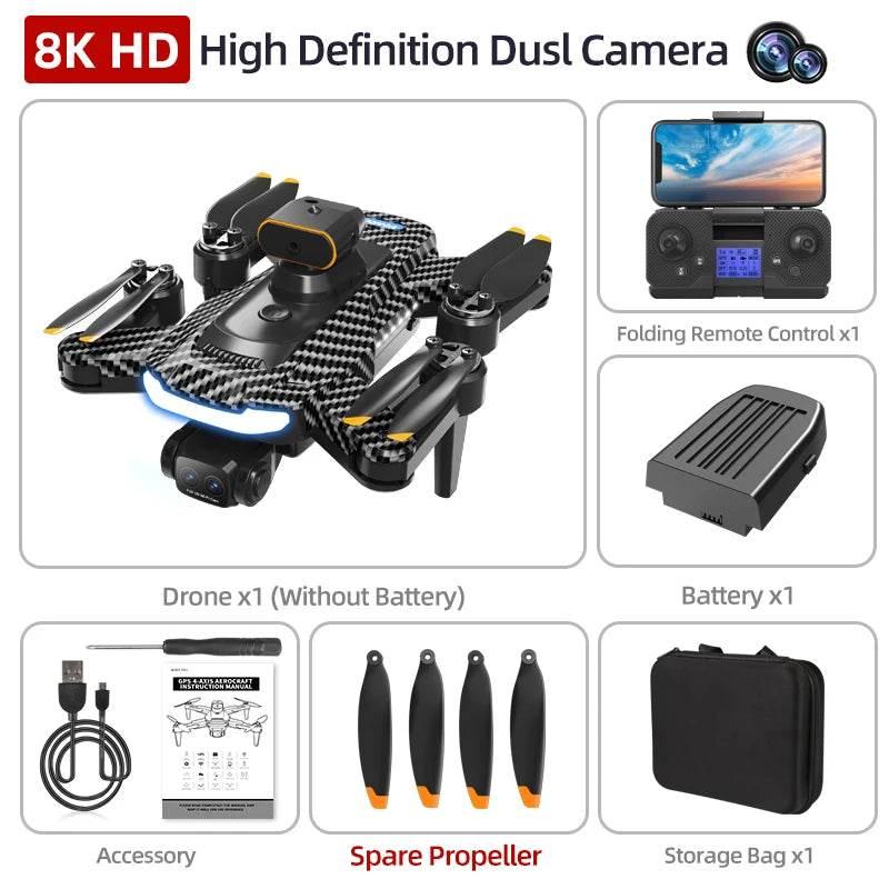 Drone with Camera Professional 4K HD Aerial Photography Dron GPS Return 4.5inch LCD Screen RC Quadcopter Three Camera Drone Toys - Empire P.E