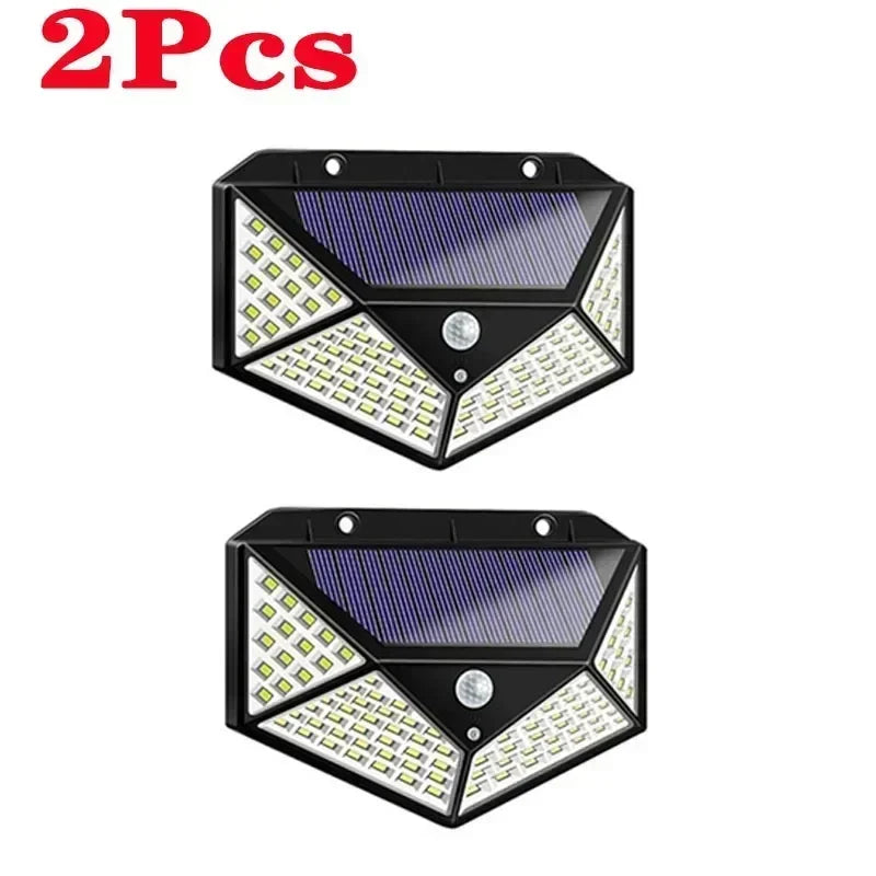 1/2/4Pcs 100 LED Solar Wall Lights Outdoor Solar Lamp Motion Sensor
