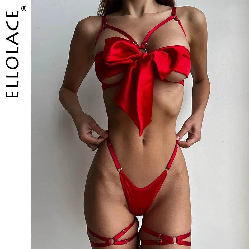 Bowknot Lingerie Open Bra Lace Up - Empire P.E