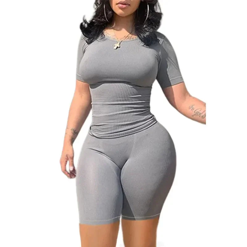 Lounge Wear Ribbed Casual 2 Piece Summer Shorts Set - Empire P.E