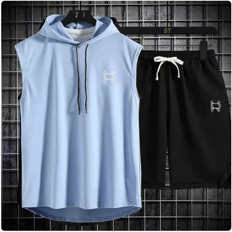 Men's track suit summer sportswear two-piece t-shirt shorts