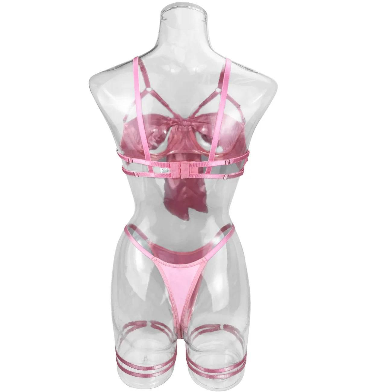 Bowknot Lingerie Open Bra Lace Up - Empire P.E