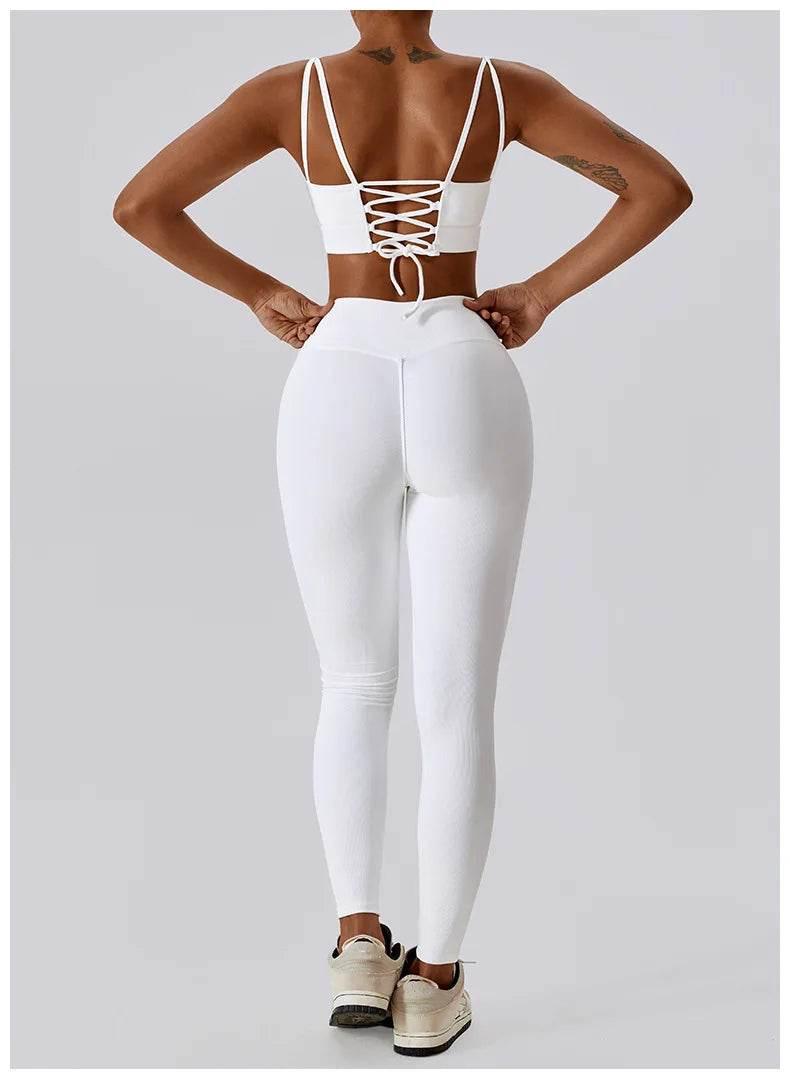 2PCS Seamless Yoga Set Gym Clothes Sportswear Yoga Suits For Women Fitness Rib Tracksuits Sports Bra Gym Leggings Sports Suits - Empire P.E