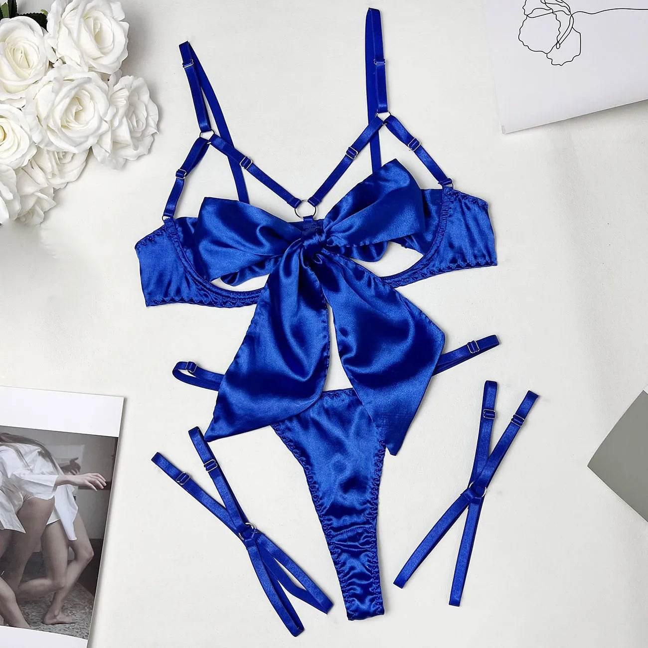 Bowknot Lingerie Open Bra Lace Up - Empire P.E