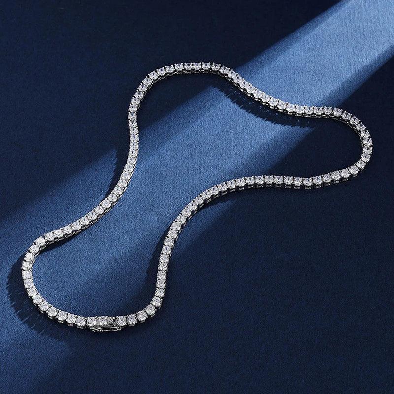 100% S925 Sterling Silver 4mm Moissanite Tennis Chain Necklace - Empire P.E