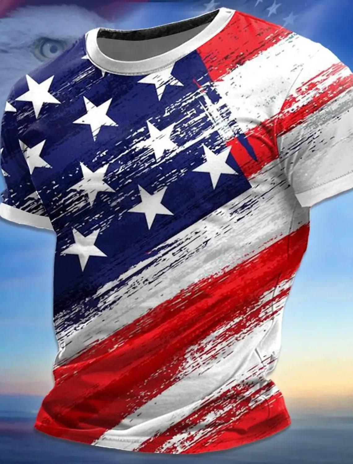 American Flag Street Style Men's 3D Print T shirt Tee Street American Independence Day T shirt crew neck Short Sleeve Summer - Empire P.E