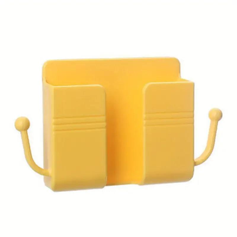 1pc Adhesive Wall Mount Phone Holder With Hooks, Storage Box ForMobile Phone Remote Control, Storage Box For Bedroom, Kitchen,Ba - Empire P.E