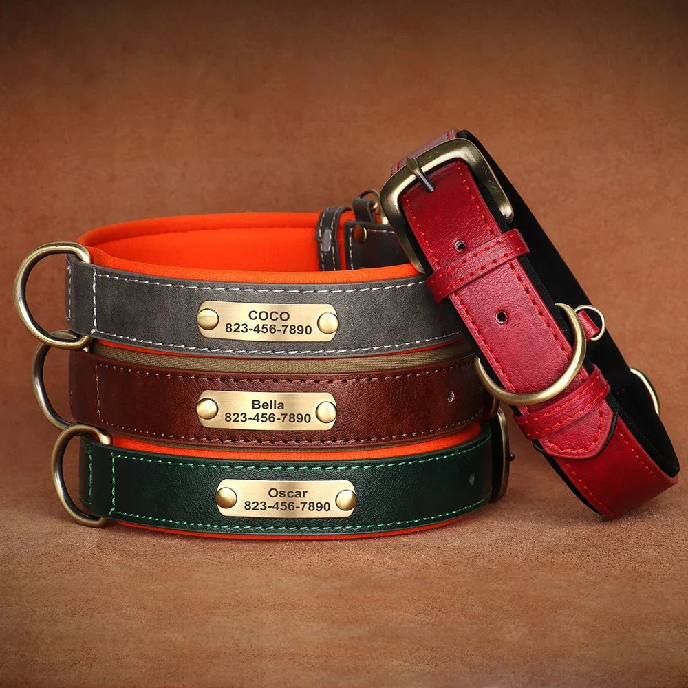 Personalized Dog Collar Custom Engraved PU Leather - Empire P.E