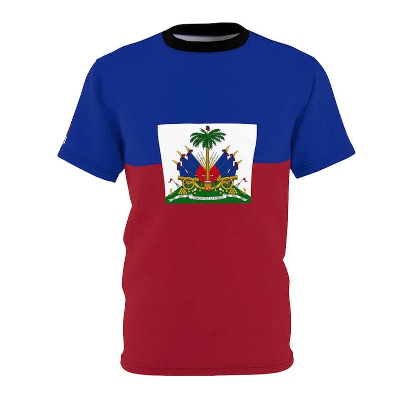 Haiti Flag T-shirt Men Women Football Sports Casual Funny Solid Round Neck T Shirts Oversized Polyester Fashion Haitian Tee Top - Empire P.E