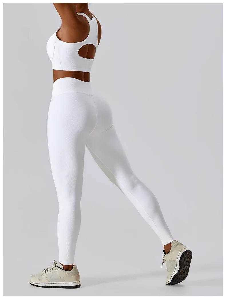 2PCS Seamless Yoga Set Gym Clothes Sportswear Yoga Suits For Women Fitness Rib Tracksuits Sports Bra Gym Leggings Sports Suits - Empire P.E