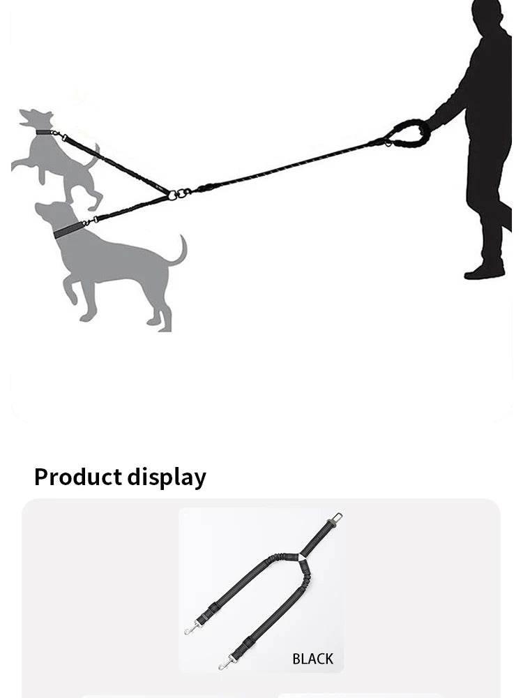 Pet Three-head Leash, Can Walk Two Pets At The Same Time, Nylon Retractable Leash Outdoor Car Dog Cat Leash - Empire P.E