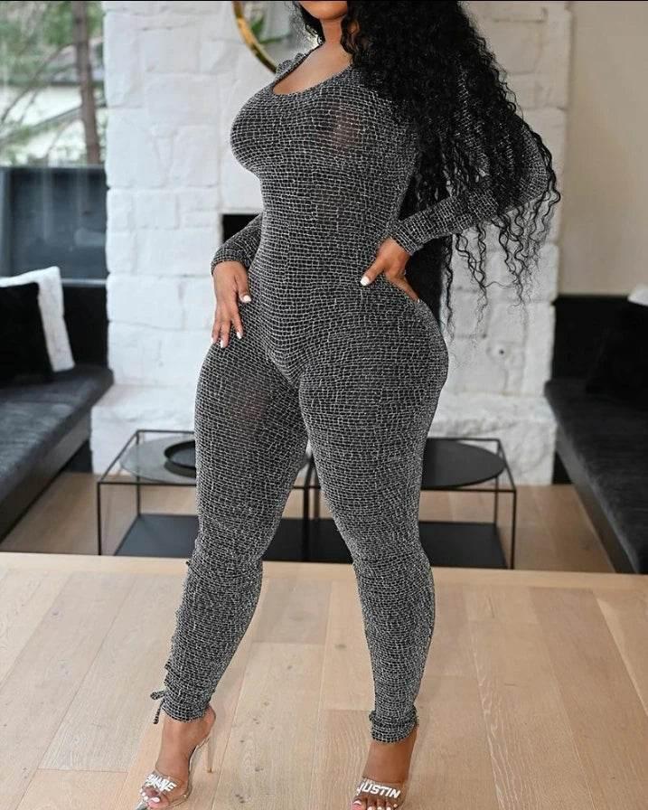 Sexy Jumpsuit Woman Allover Print Lace-up Side - Empire P.E