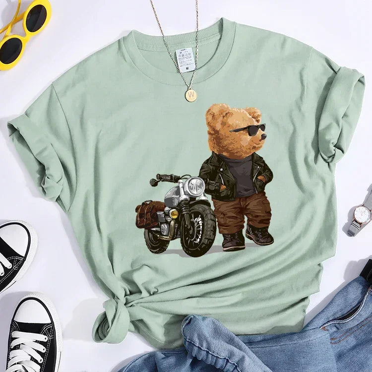 Motorcycle Teddy Bear Wearing Sunglasses Tshirt - Empire P.E