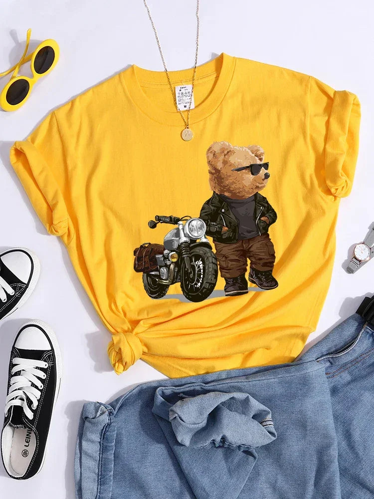 Motorcycle Teddy Bear Wearing Sunglasses Tshirt - Empire P.E