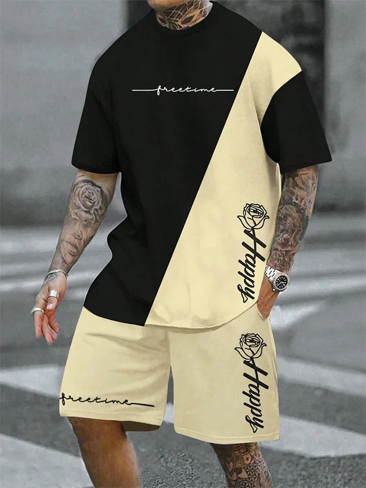 Summer Men Short Sleeved Drawstring Shorts Tracksuit - Empire P.E