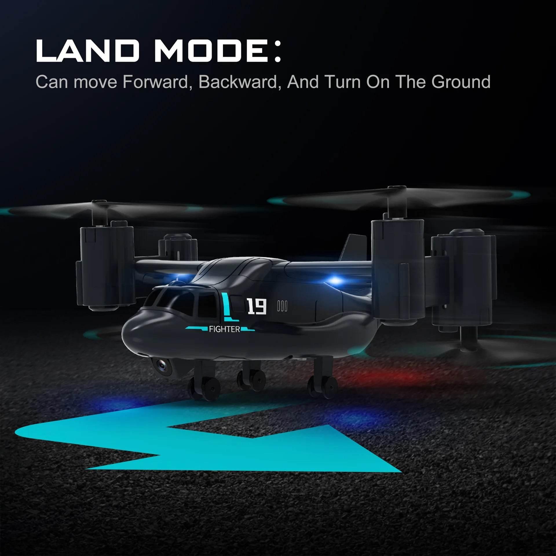 480P Remote Control Helicopter Drone Fighter Uav Land Air Mode Aircraft Brushless Motor Rc Aircraft for Children Kids Plane Toys - Empire P.E
