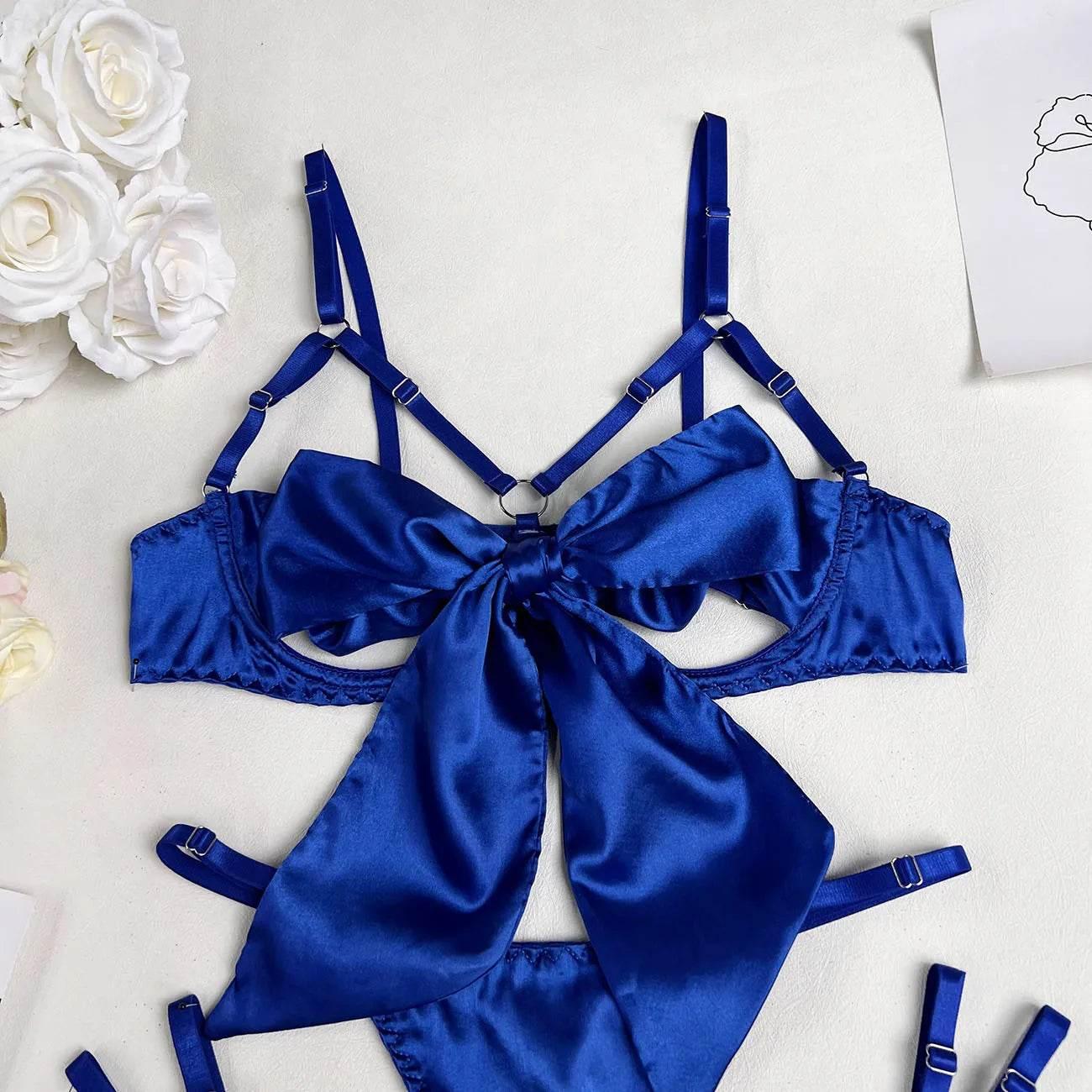 Bowknot Lingerie Open Bra Lace Up - Empire P.E