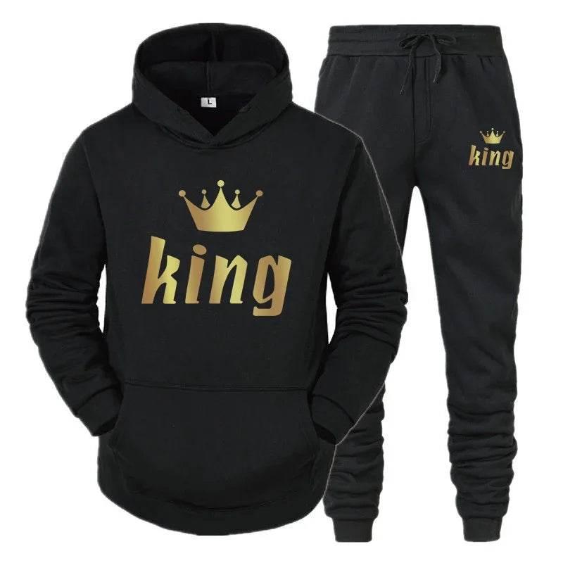 King And Queen Couple Outfit Hoodie and Jogger Pants High Quality Men Women Daily Casual Sport Jogging Suit King Queen Tracksuit - Empire P.E