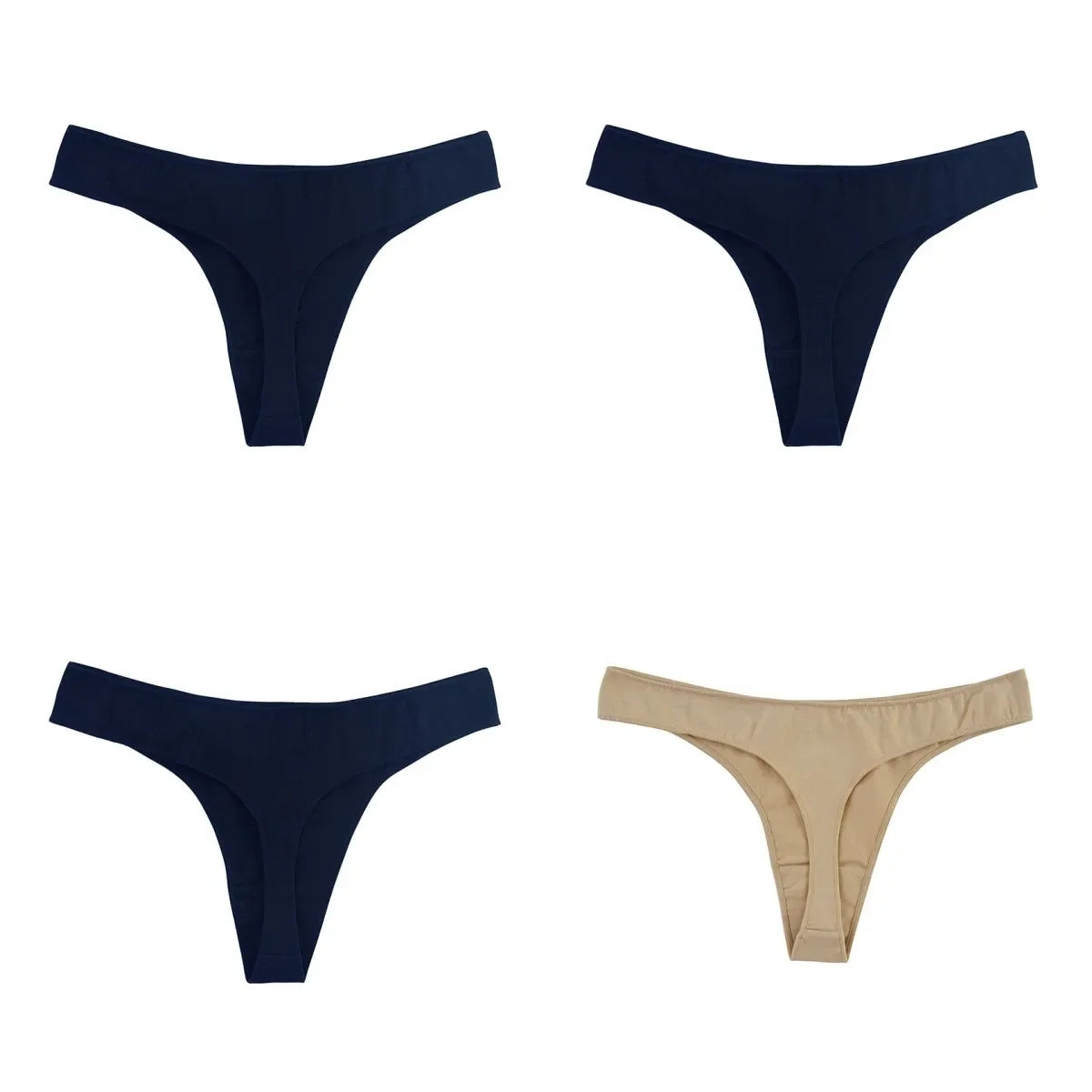 4Pcs/Set Cotton Panties Women Thongs Low Rise G-String - Empire P.E