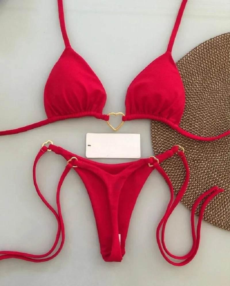 RUOTONSEPT Sexy Halter Solid color Bikini Set Women's Swimsuit Two-piece Triangle Thong Swimwear Bathing Suit Brazilian Biquinis - Empire P.E