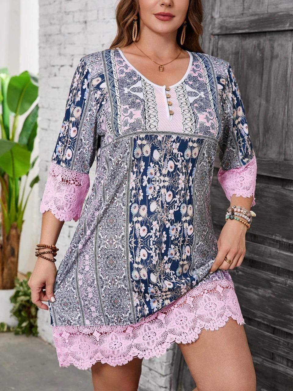 Plus Size Fashion Elegant Women Dress Loose Casual Dress Women Printed Dress New Temperament - Empire P.E