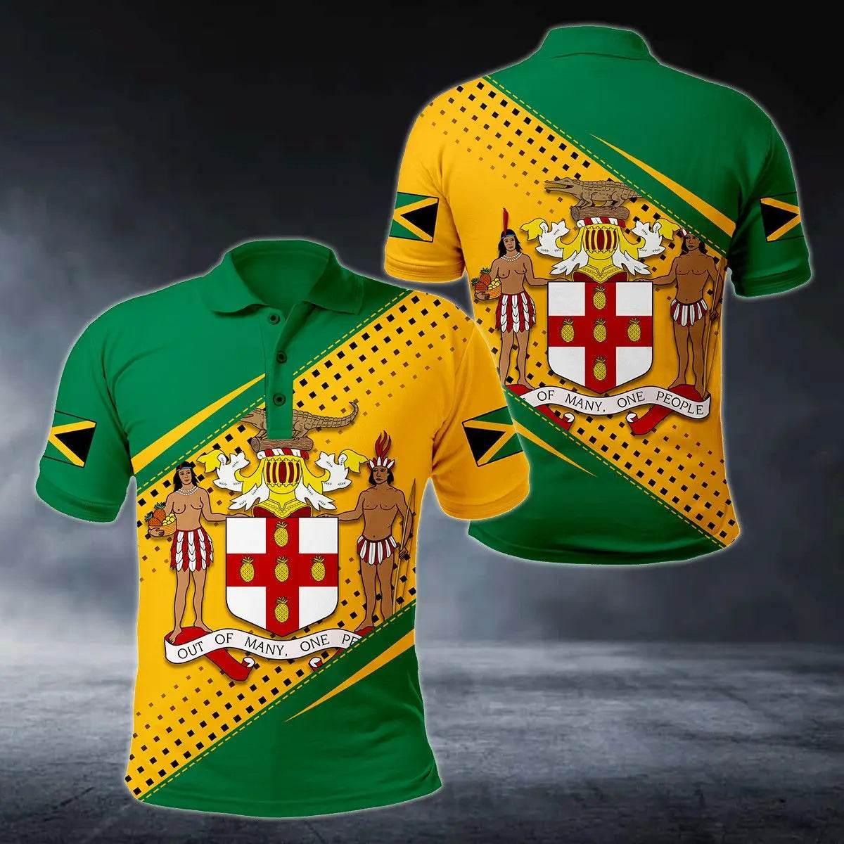Jamaica Flag & Coat of Arms Customized Polo Shirt Summer Casual Streetwear Men's Fashion Loose Jersey Plus Size Sportswear - Empire P.E
