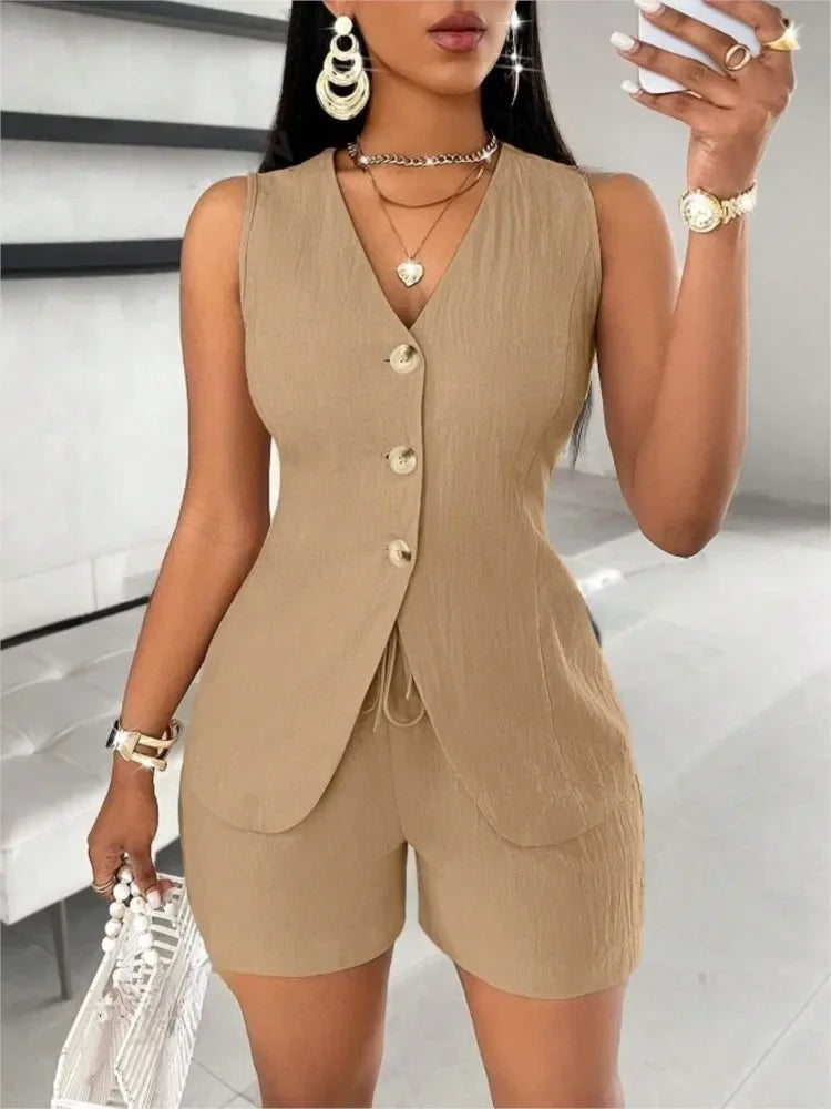 Fashion Casual Set Of 2 Pieces Elegant Solid Office - Empire P.E