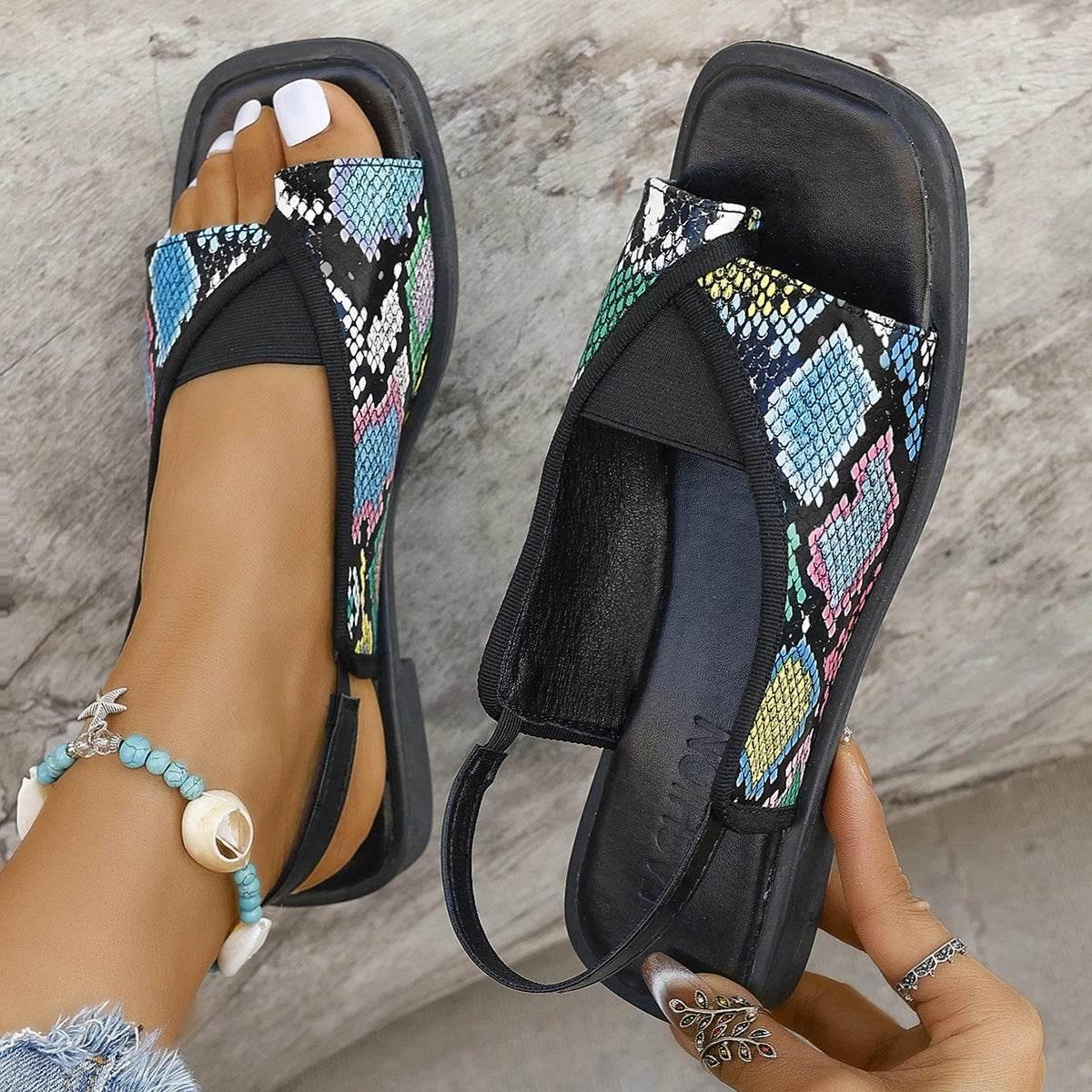 Women Sandals 2024 New Summer Casual Sandals Vintage Open Toe Flip Flops Fashion Beach Flat Basic Square Head Designer Shoes - Empire P.E