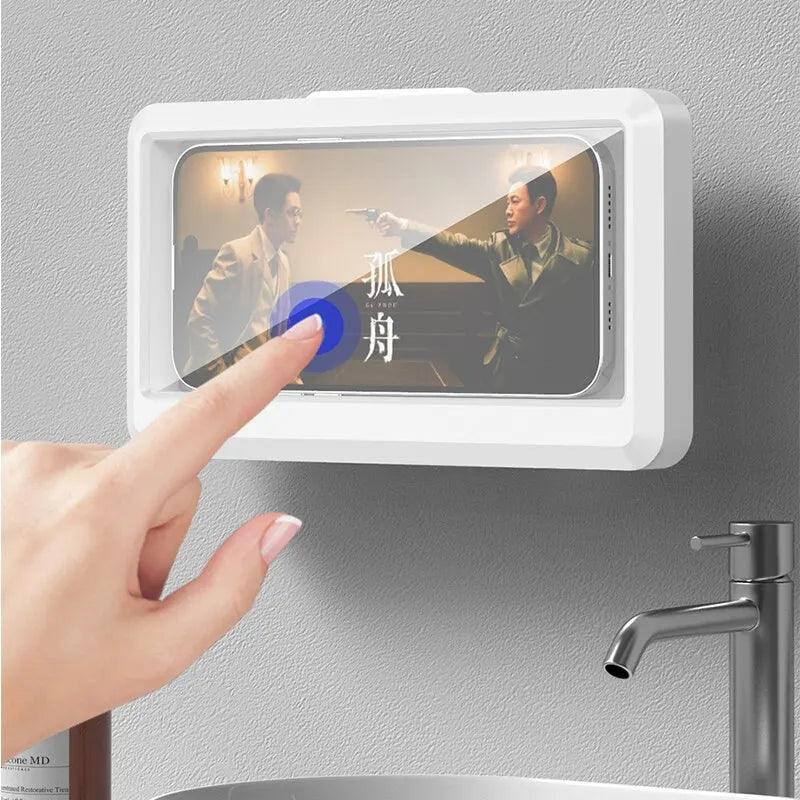 Bathroom Waterproof Phone Holder Home Wall Phone Case Stand Box Self-adhesive Touch Screen Phone Bracket Shower Sealing Storage - Empire P.E