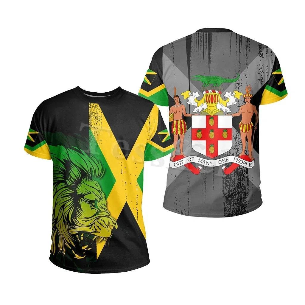 Jamaica Lion Emblem Summer New Fashion 3D Printed Top T-shirt Men and Women Can Be Large Size Loose Fashion Short Sleeves - Empire P.E