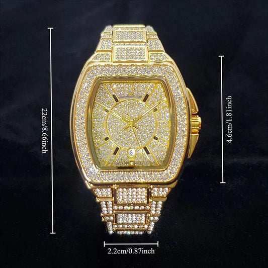 New Luxury Diamond Watch for Men Fashion Shiny Party Jewelry Watches Hip Hop Iced Out Bling Golden Relogio Masculino Dropshiping - Empire P.E