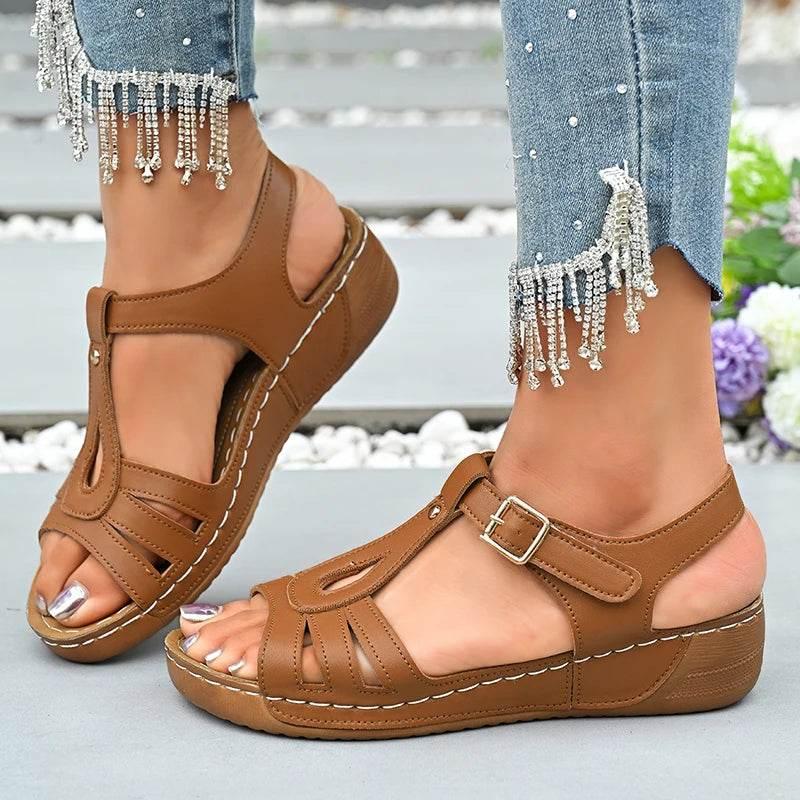 2025 Summer Women Wedge Sandals Lightweight Ankle Buckle Platform Gladiator Sandals Woman Peep Toe Non Slip Beach Sandles 36-43 - Empire P.E