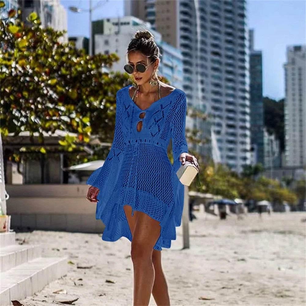 2025 New Beach Cover Up Bikini Crochet Knitted Tassel Tie Beachwear - Empire P.E