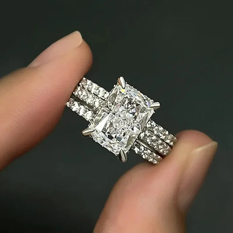 925 Sterling Silver 3Pc/Set Wedding Rings Set