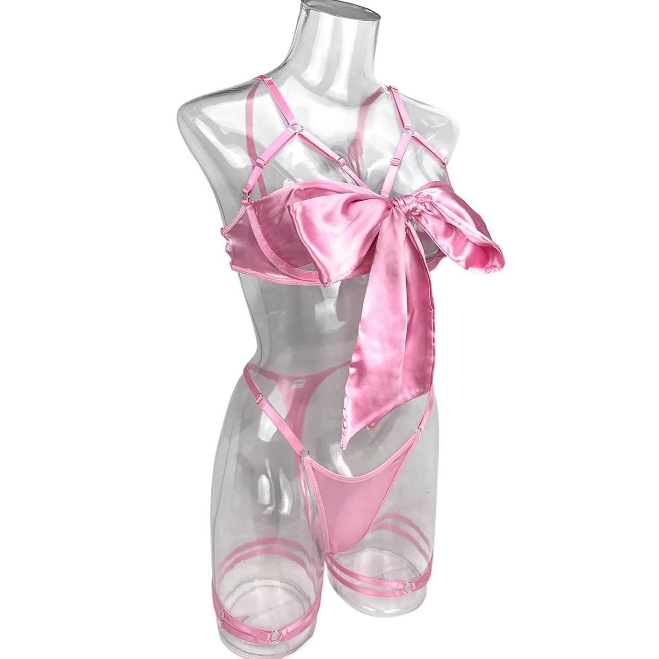 Bowknot Lingerie Open Bra Lace Up - Empire P.E