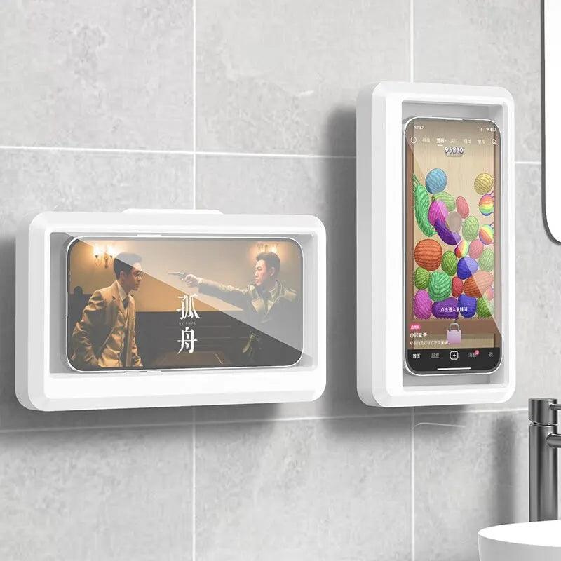 Bathroom Waterproof Phone Holder Home Wall Phone Case Stand Box Self-adhesive Touch Screen Phone Bracket Shower Sealing Storage - Empire P.E