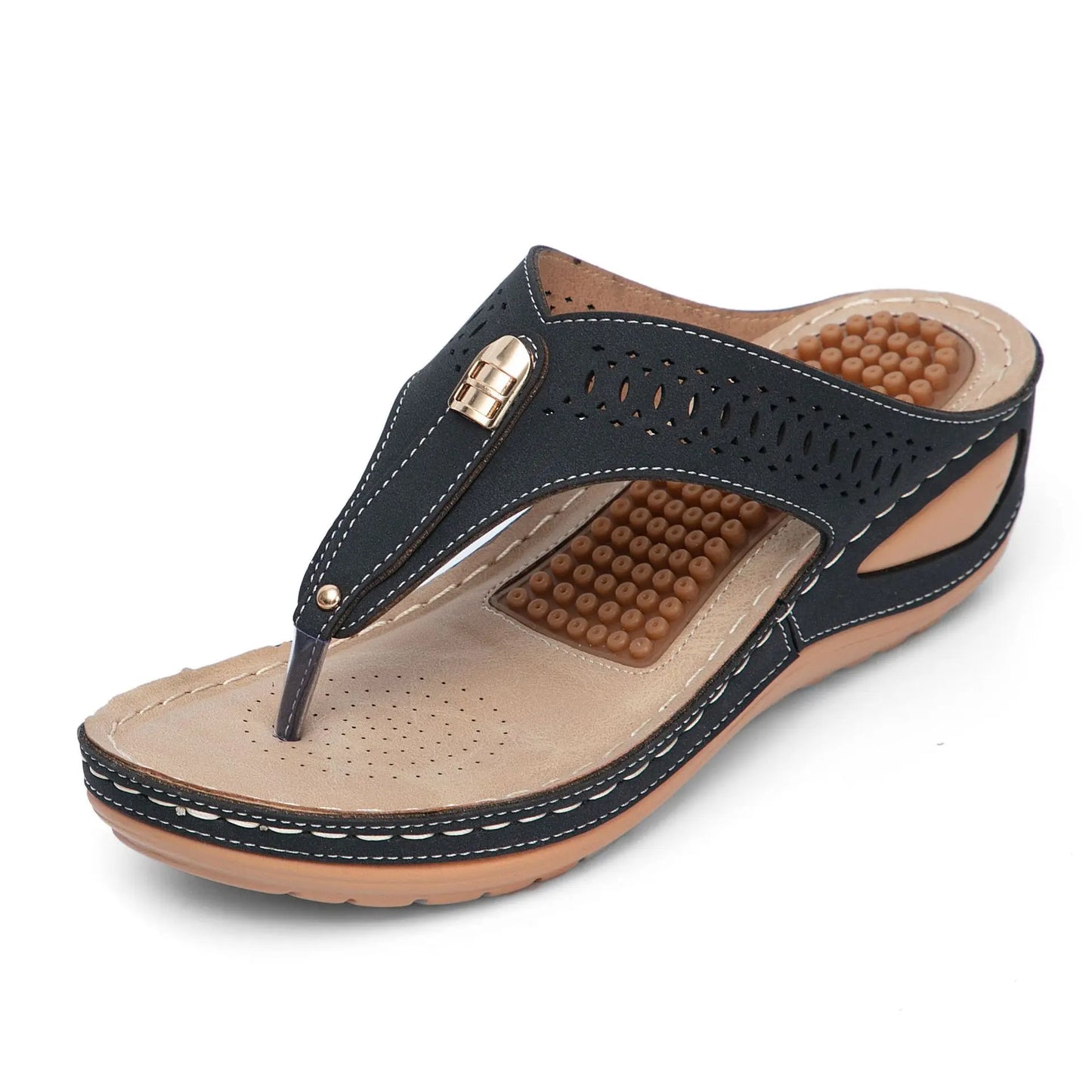 Women Sandals Summer Shoes Woman Flip Flop Flower Soft Casual Beach Sandals Slip-on Meassage Funtion Slides - Empire P.E