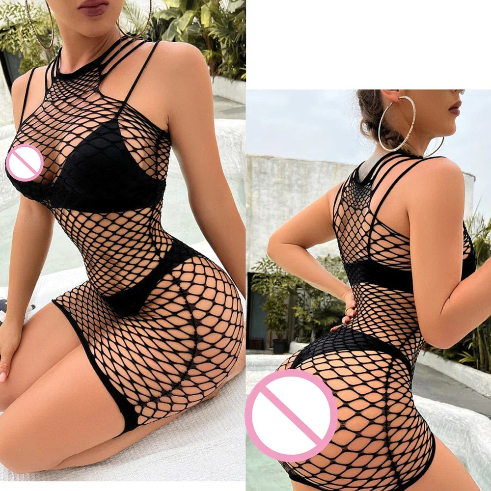 Sexy Women Fishnet Bodycon Mini Dress Mesh - Empire P.E