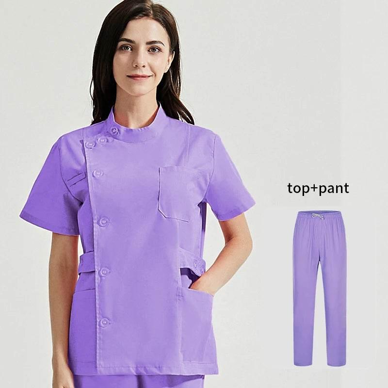 Niaahinn Health Services Scrubs Set Uniforms V-Neck Beauty Salon Work Uniform Women Sets Pet Grooming Institution Scrubs Coat - Empire P.E