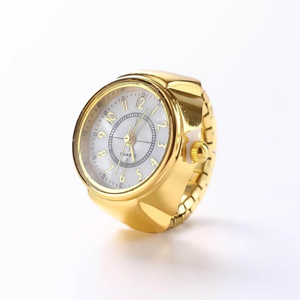 Vintage Punk Finger Watch Mini Elastic Strap Alloy Watches Couple Rings Jewelry Clock Retro Roman Quartz Watch Rings Women Men - Empire P.E