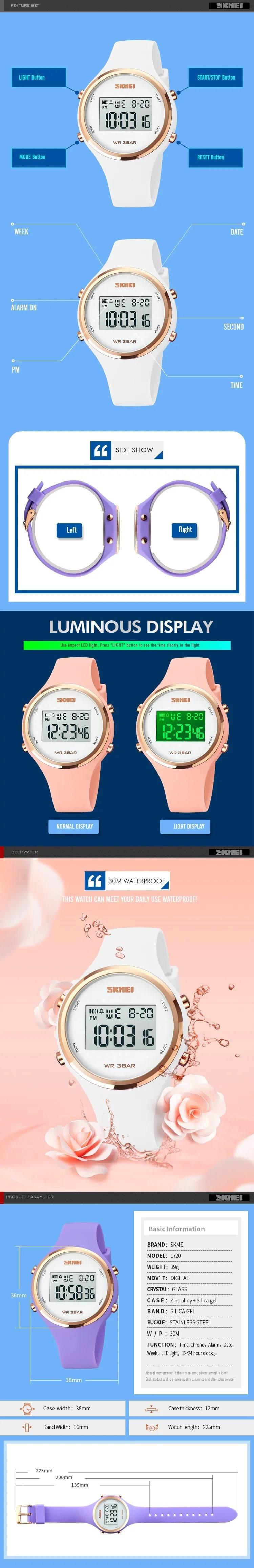 Fashion Digital Watches for Womens Waterproof LED Light Silicone Strap - Empire P.E