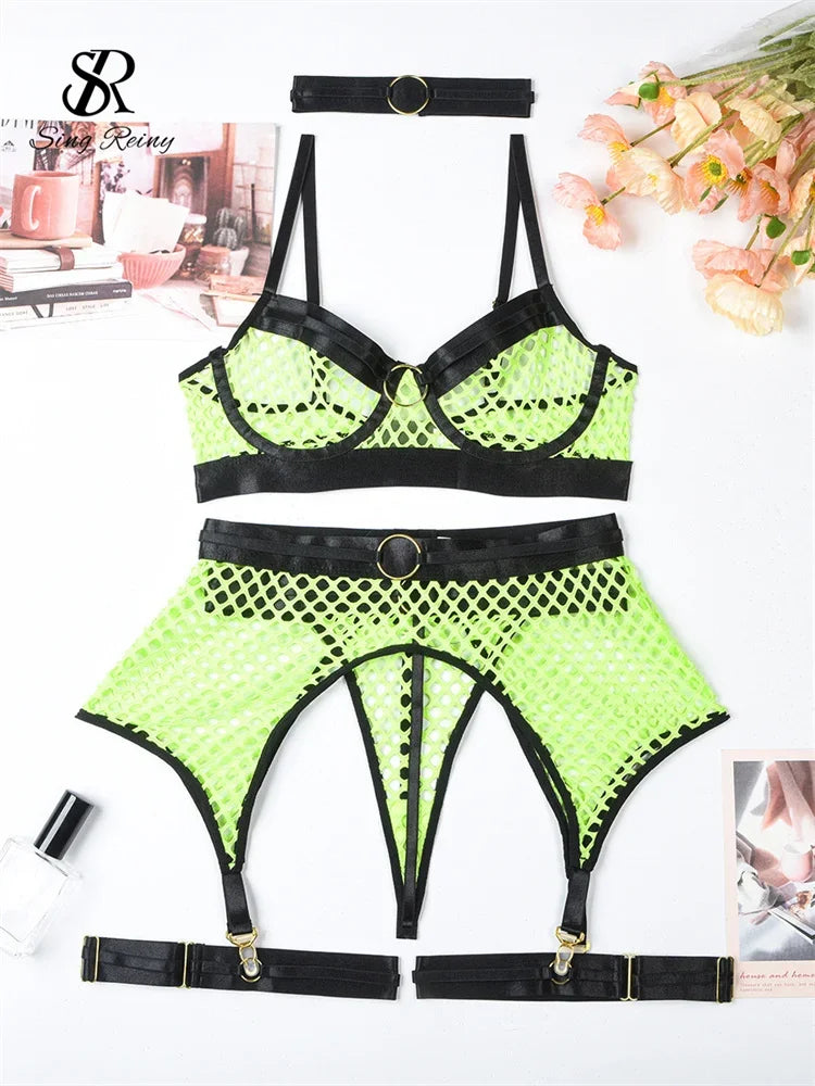 Mesh Porno Lingerie 4 Pieces Suits - Empire P.E