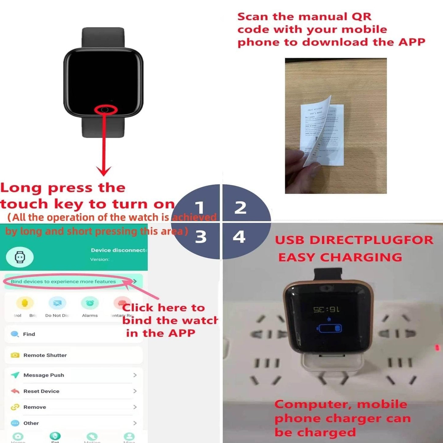 Smart Watch For Women & Men Wristwatch Bluetooth Connected - Empire P.E