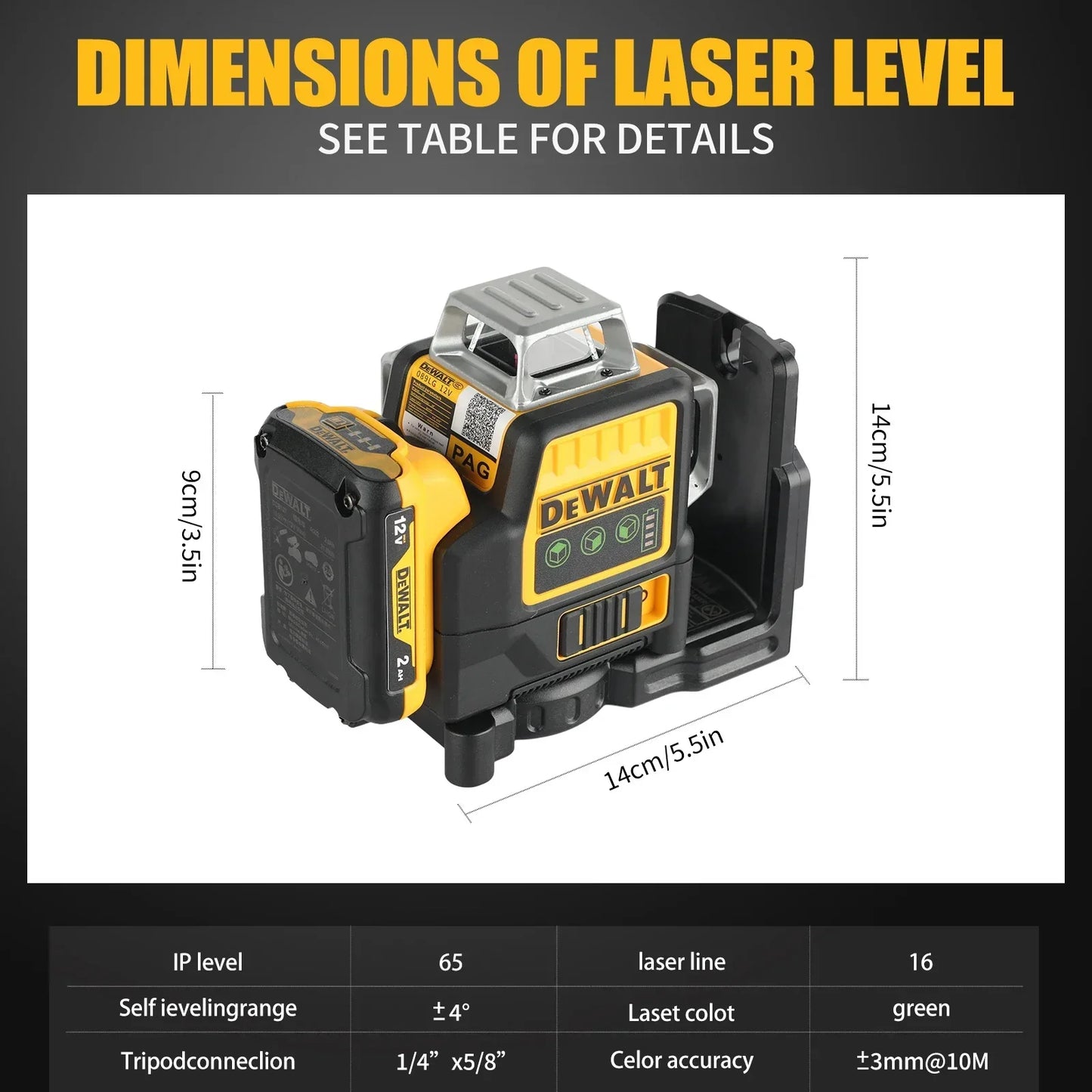 2025 Dewalt Laser LeveL DW089LG Self Levelling 12 Line 3 x 360 Degrees Green Beam - Empire P.E