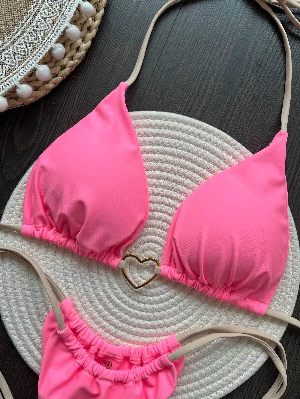 RUOTONSEPT Sexy Halter Solid color Bikini Set Women's Swimsuit Two-piece Triangle Thong Swimwear Bathing Suit Brazilian Biquinis - Empire P.E