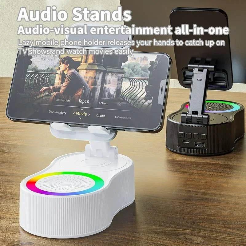 New Cell Phone Holder Stand With LDE Light Bluetooth Speaker Adjustable Tablet Bracket Support Portable Wireless Loudspeaker - Empire P.E