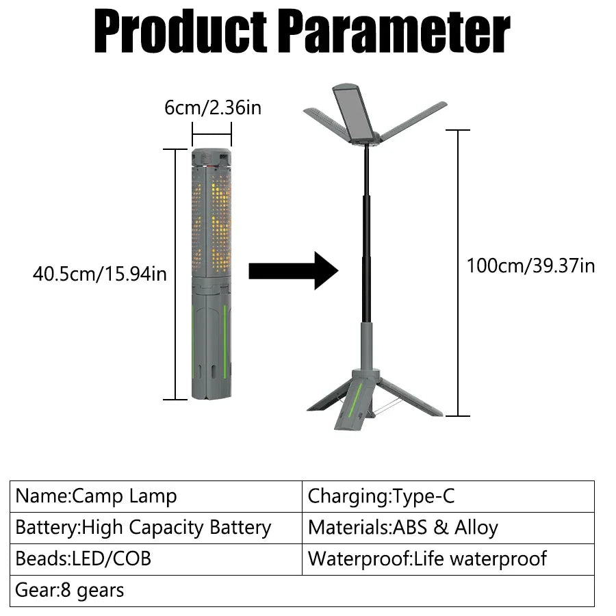 1000 LM Retractable Camping Lamp Portable - Empire P.E