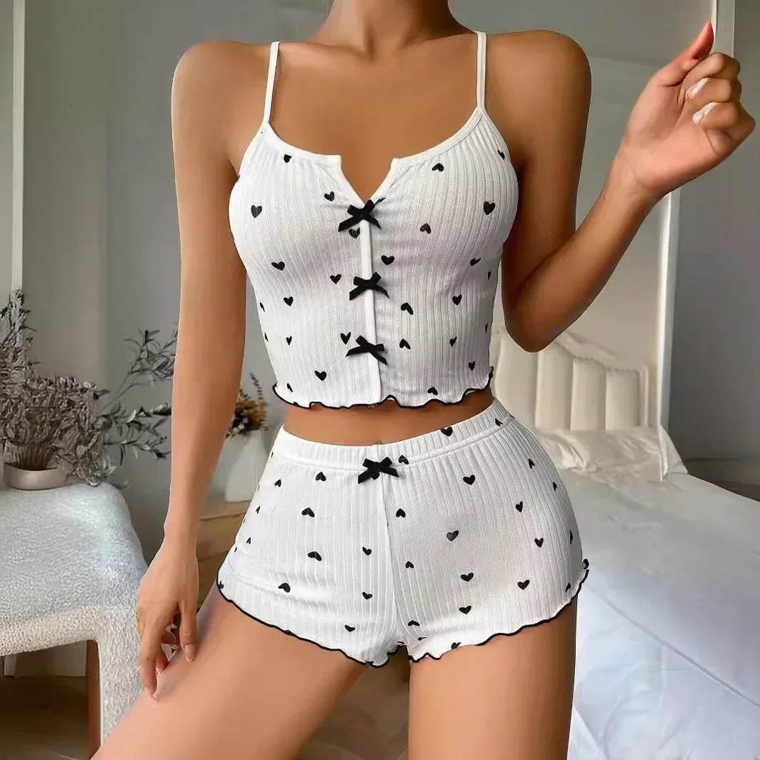 Sleepwear Women Heart Print Soft Ribbed Fabric - Empire P.E
