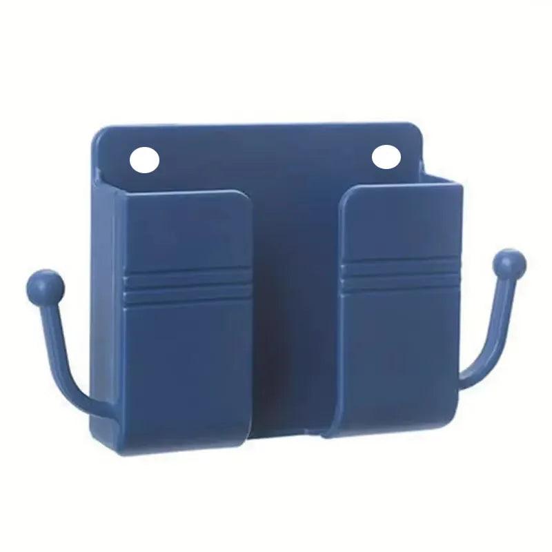 1pc Adhesive Wall Mount Phone Holder With Hooks, Storage Box ForMobile Phone Remote Control, Storage Box For Bedroom, Kitchen,Ba - Empire P.E