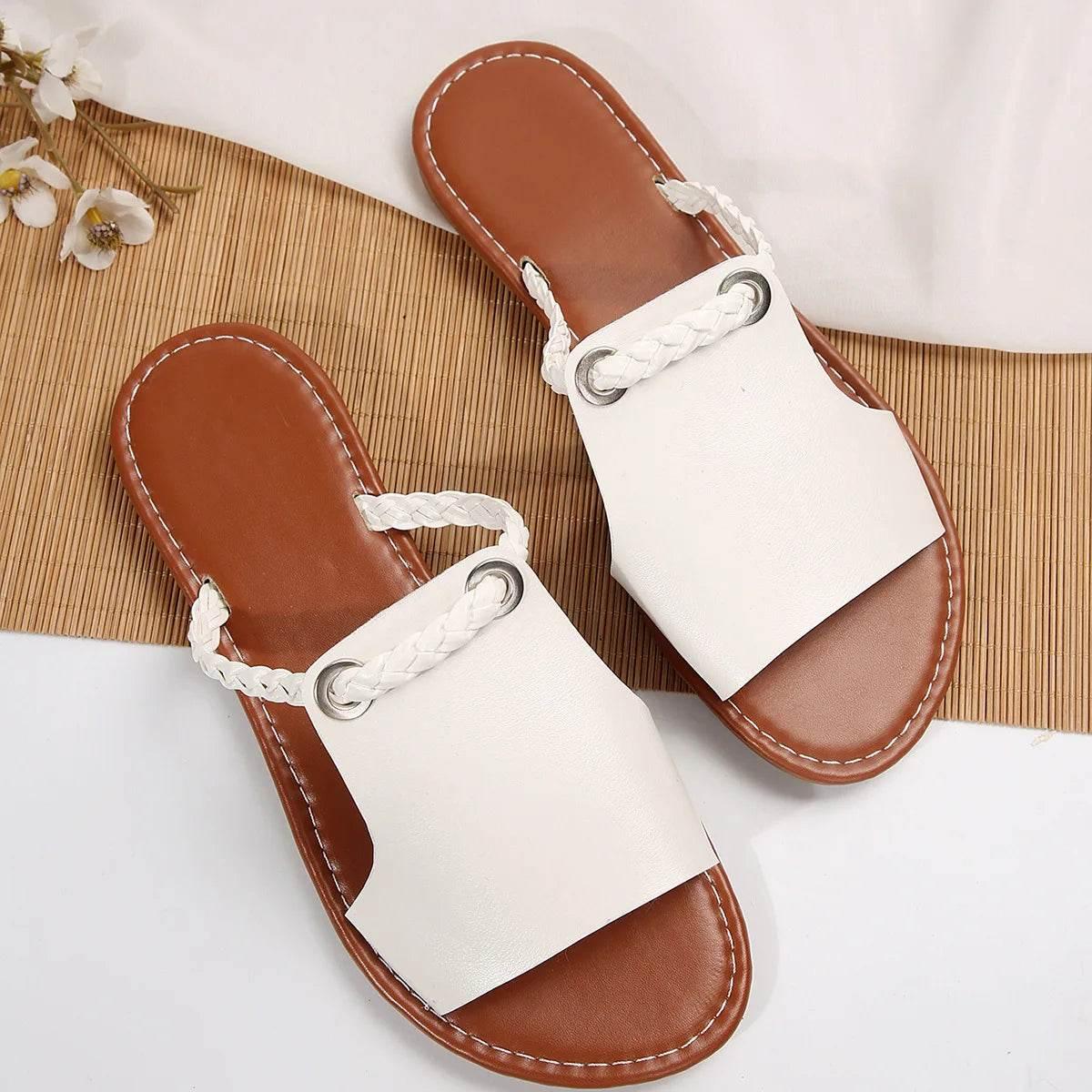 2024 New Women's Shoes Square Head Cross Flat Summer Sandals Simple Flip-flops Women Wear Slippers Beach Slippers - Empire P.E